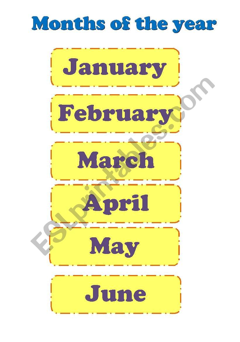 Months of the year  worksheet