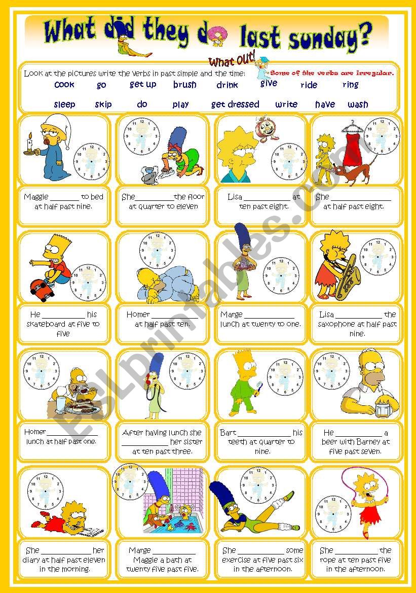 Past simple with the Simpsons (regular and irregular)