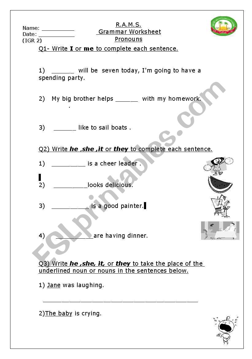 pronouns  worksheet