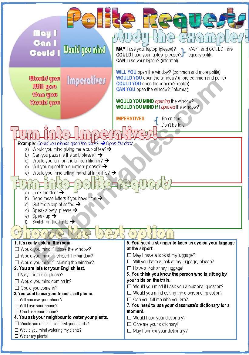 Polite requests worksheet