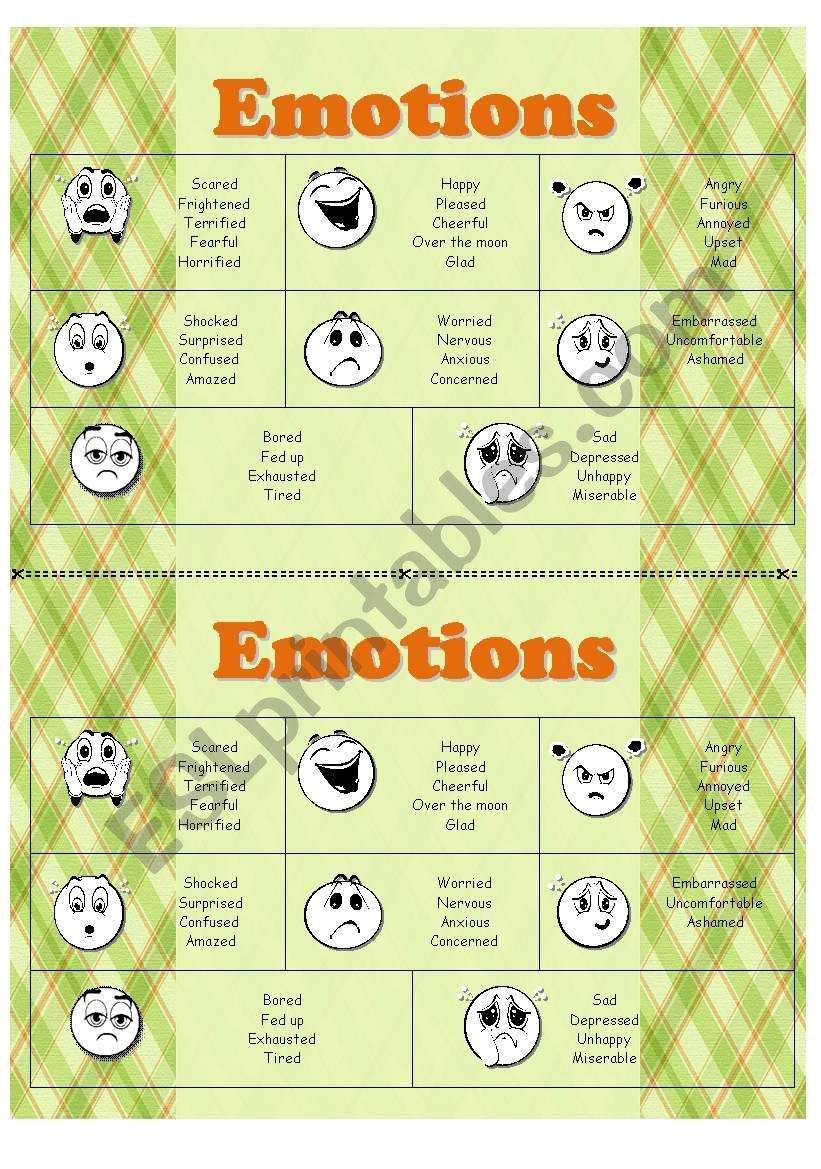Emotions and feelings worksheet