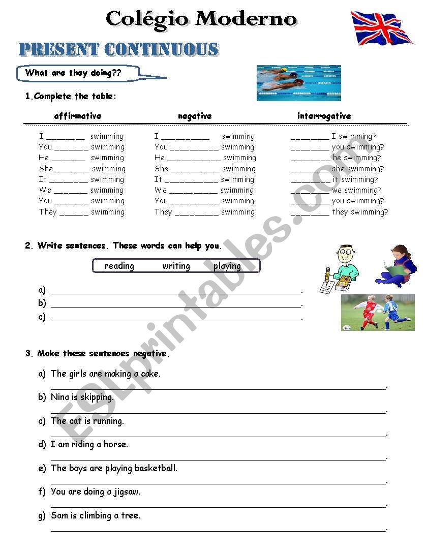 present continuous worksheet