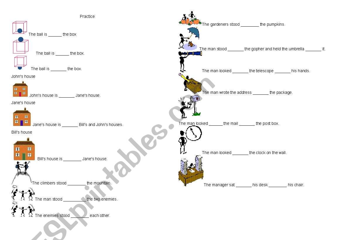 prepositons of place worksheet