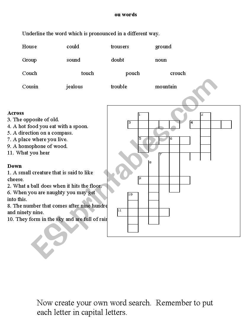 ou words worksheet