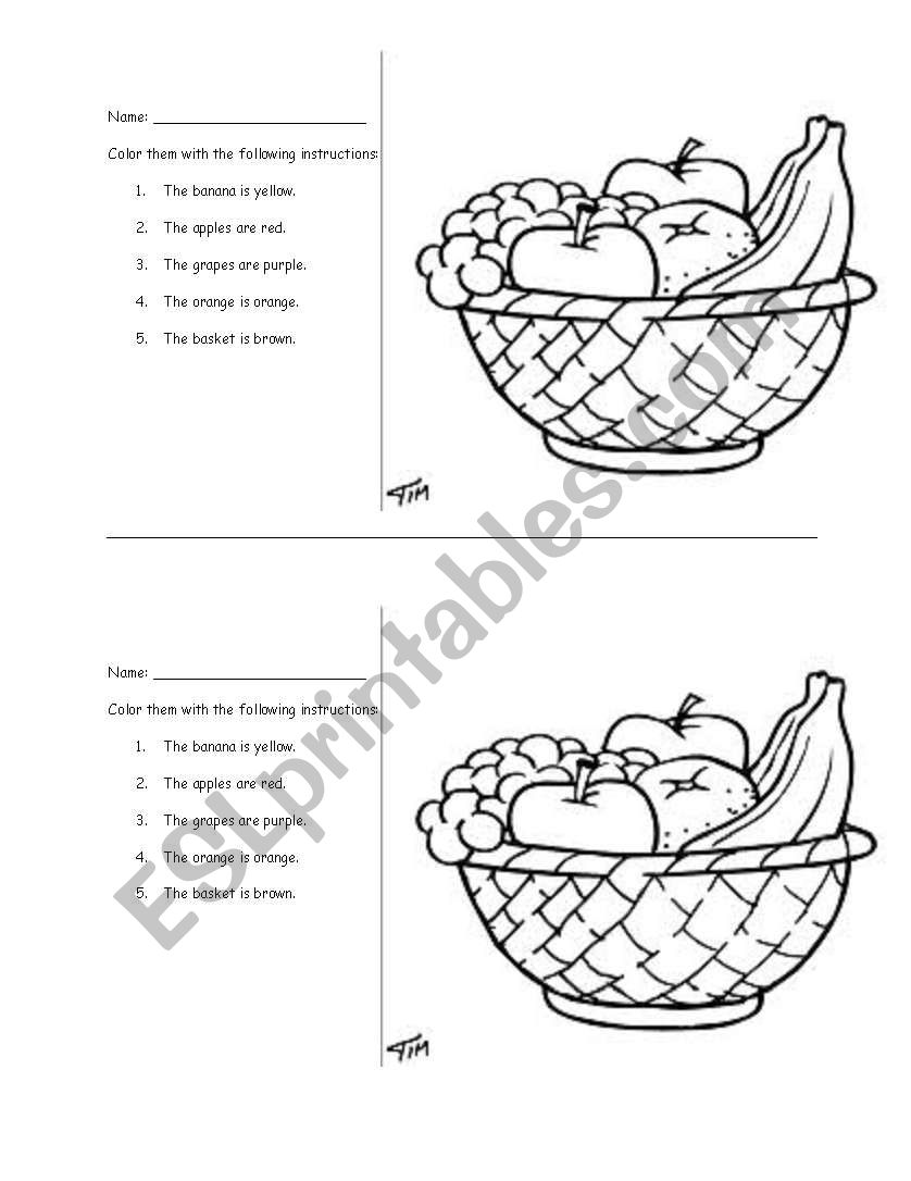 Fruits worksheet