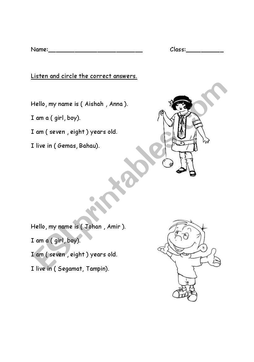 myself worksheet