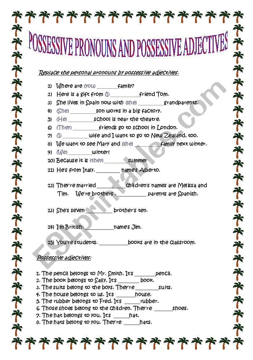 POSSESSIVE ADJECTIVES,POSSESSIVE PRONOUNS