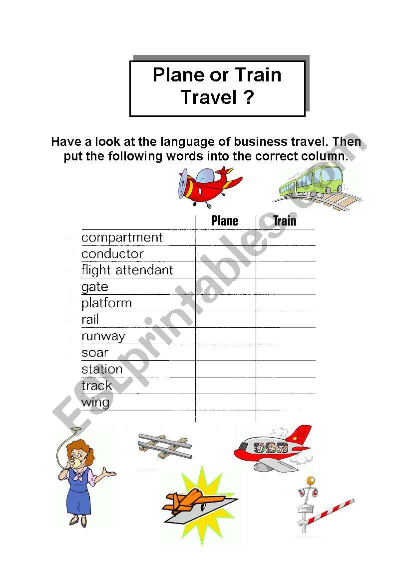 Plane or train? worksheet