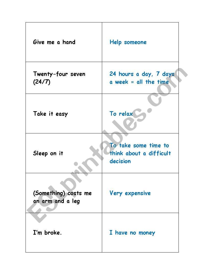 Everyday expression Flashcard worksheet