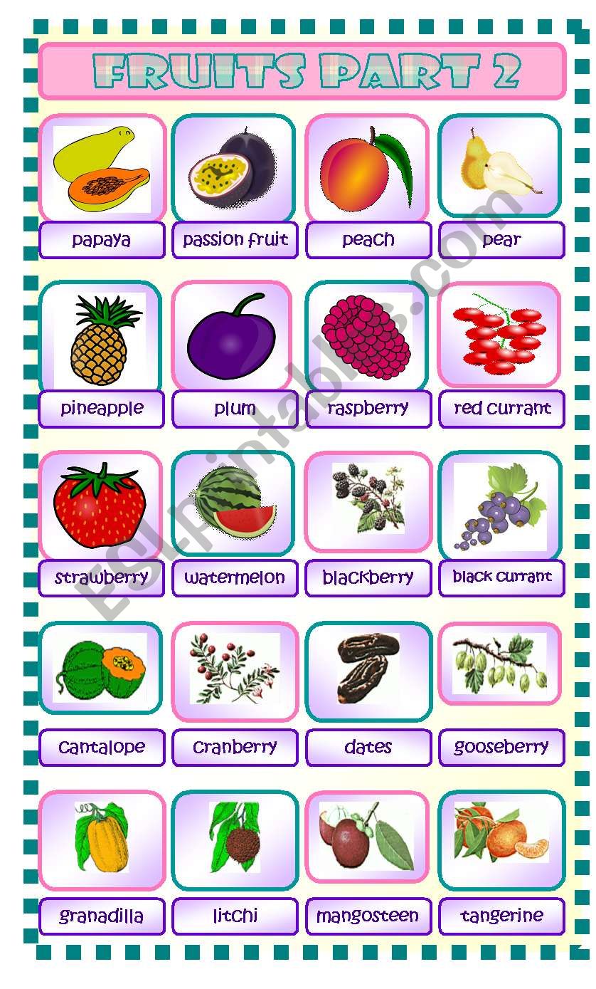 Fruits Pictionary Part 2 worksheet