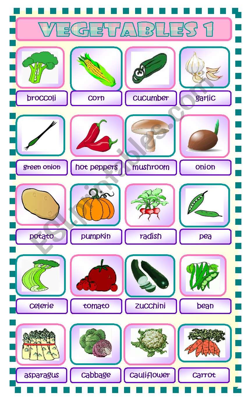 Vegetables worksheet