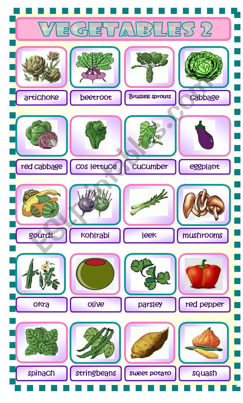 Vegetables worksheet