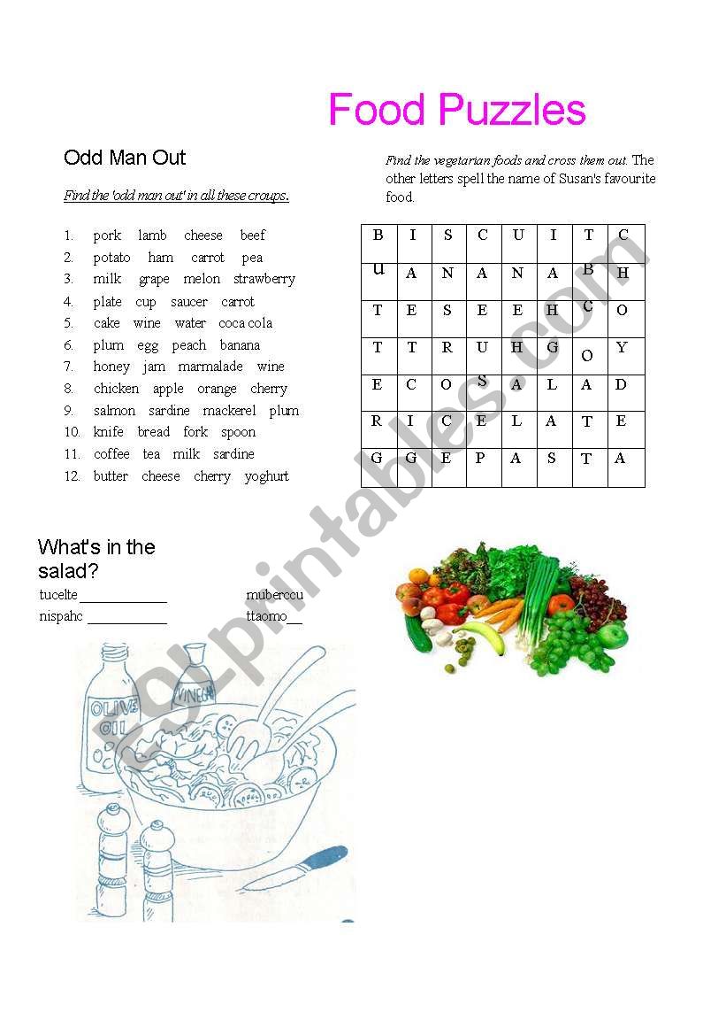 Food Puzzles   worksheet
