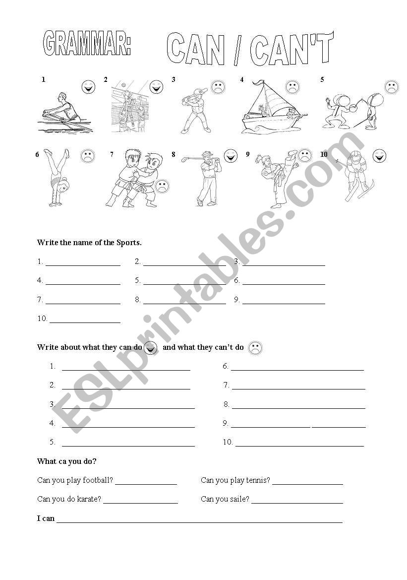 Can / CanÂ´t worksheet