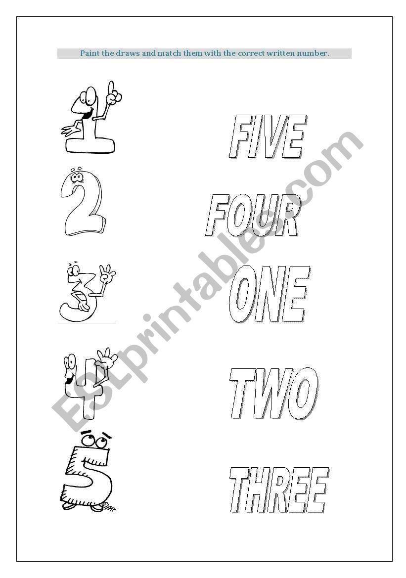 Numbers 1 to 5 worksheet