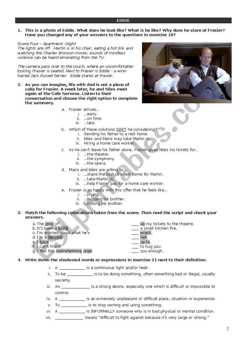 Frasier_Pilot episode worksheet