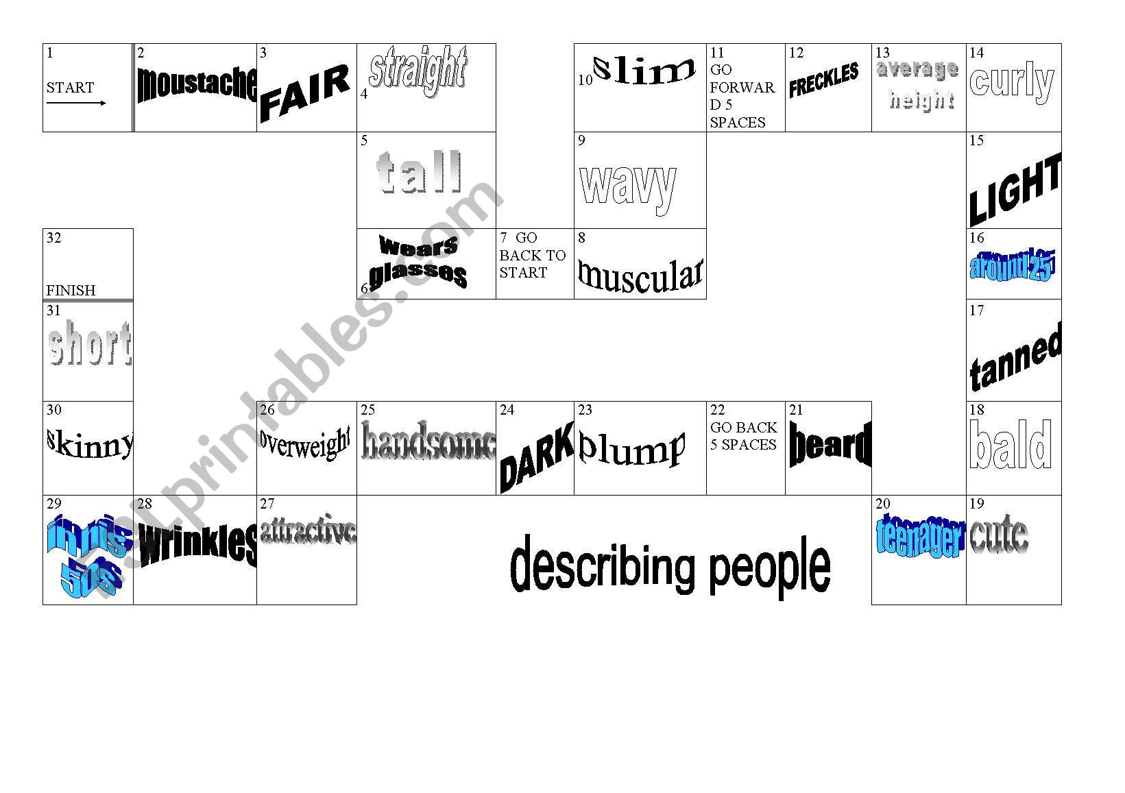 Describing people-a boardgame worksheet
