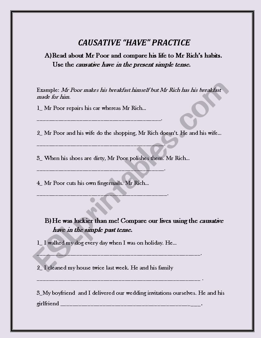 Causative Have Practice - Intermediate Level