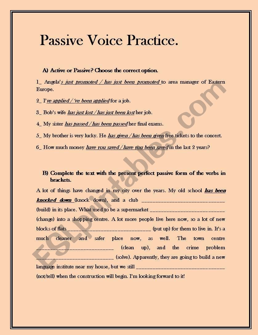 Passive Voice Practice worksheet