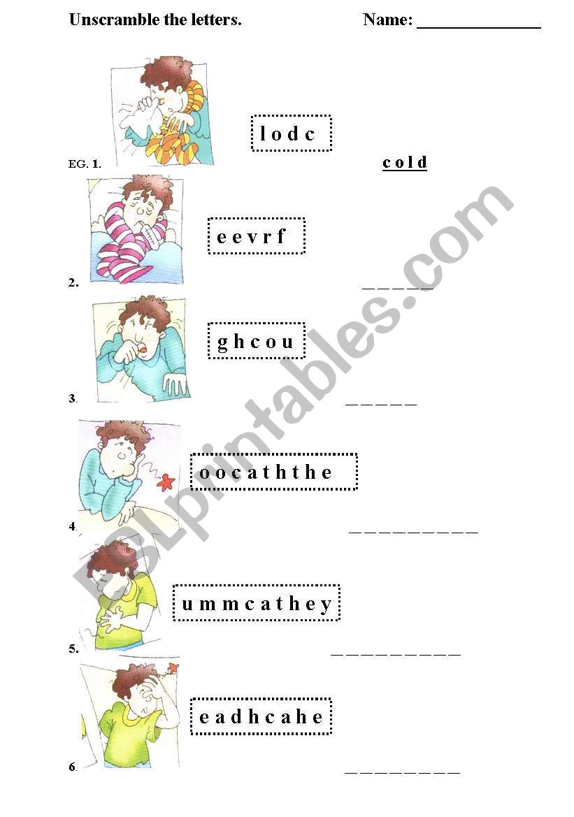unscrumble te letters  worksheet