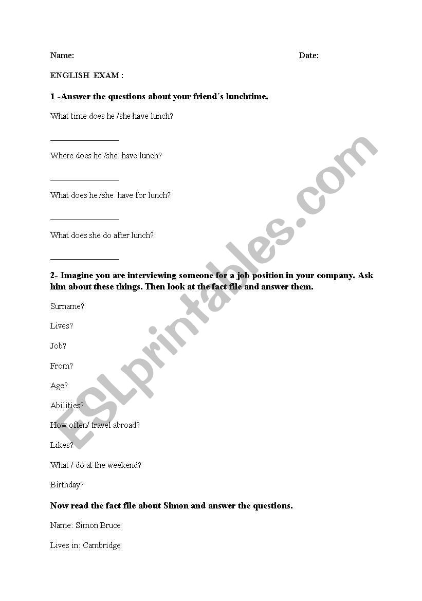Test simple present and present continuous