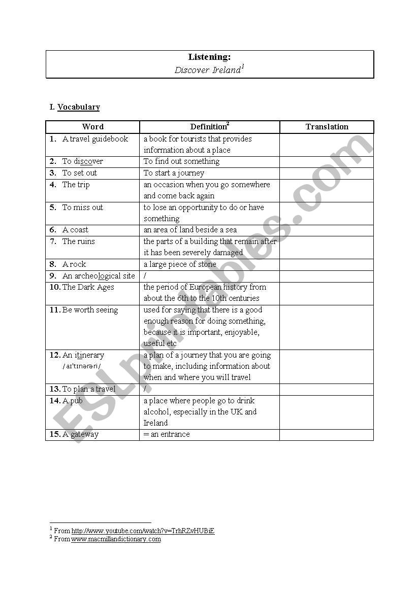 Discover Ireland worksheet