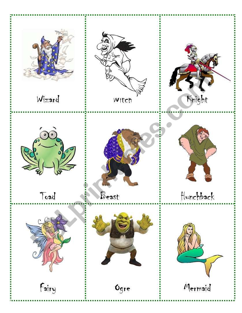 who am I? fairytales vocabulary game