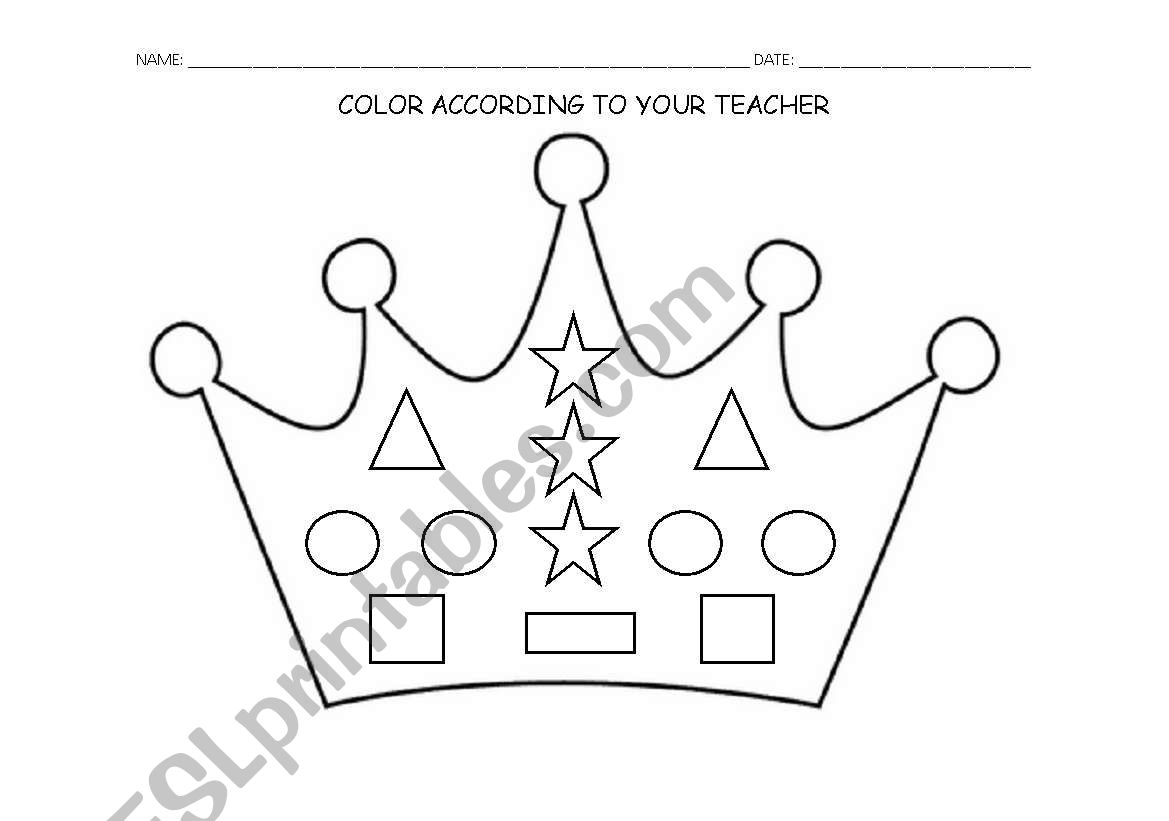Crown and shapes worksheet