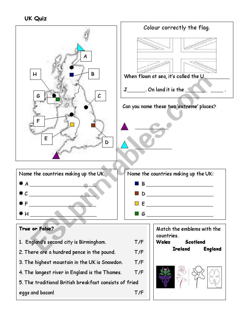 UK Quiz worksheet