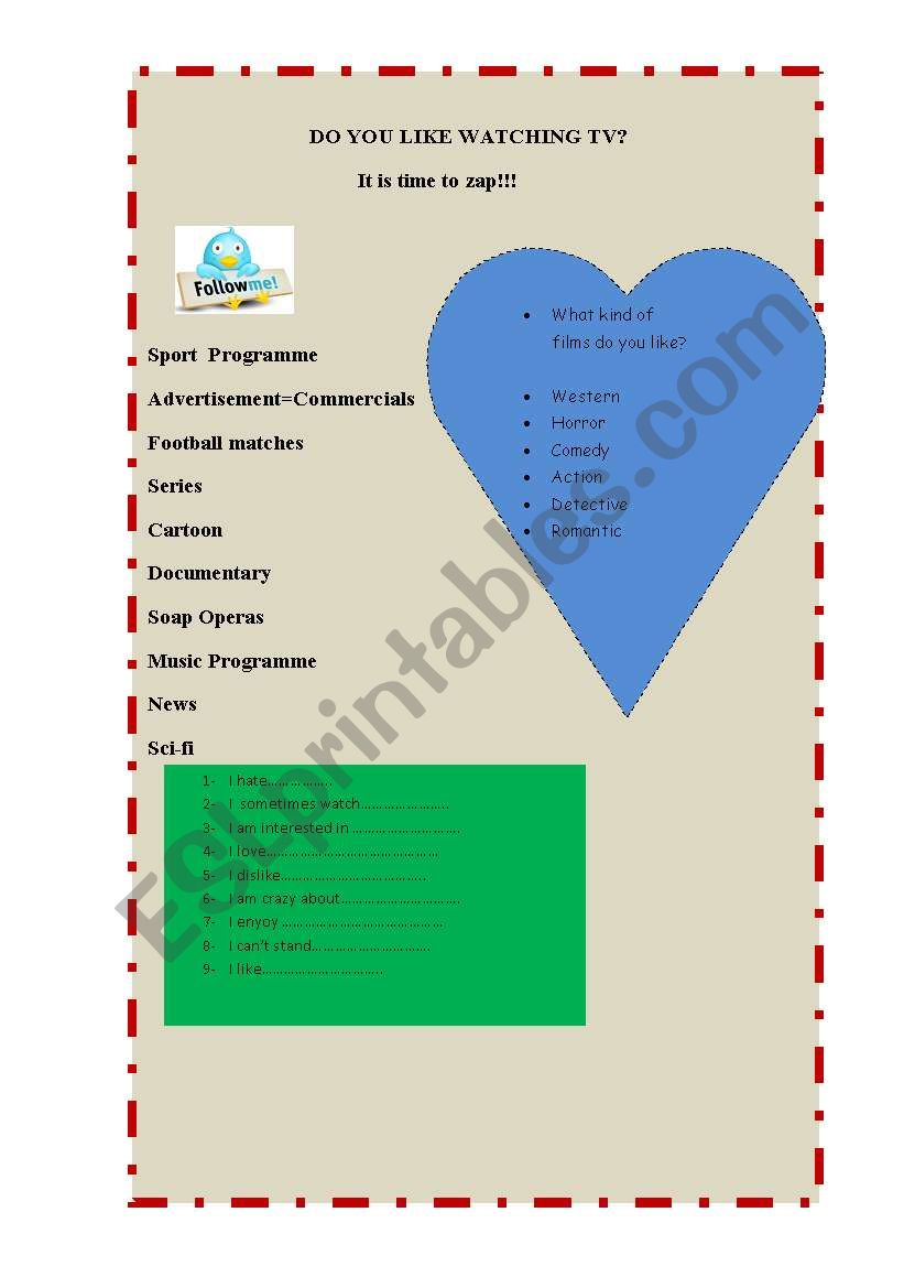 tv programmes worksheet