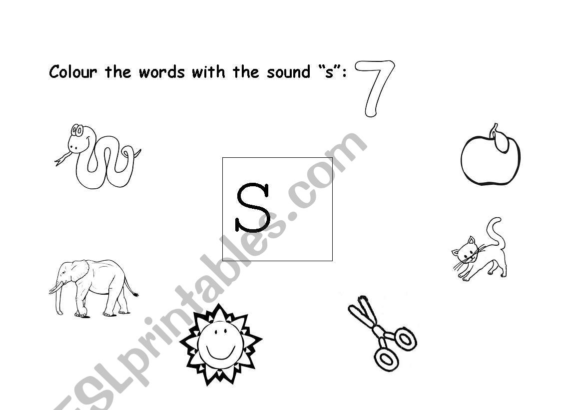 Phonics -sound /s/ worksheet