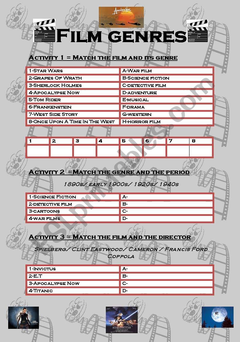 cinema worksheet