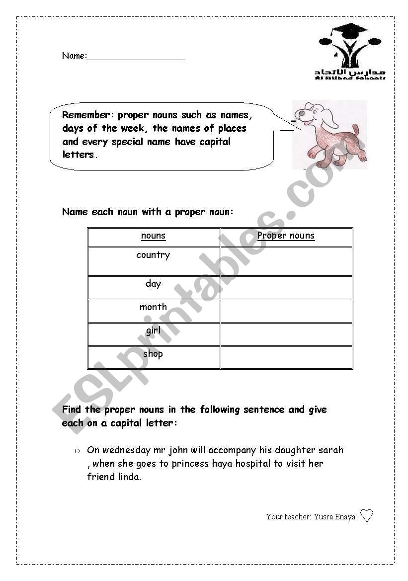 proper nouns worksheet