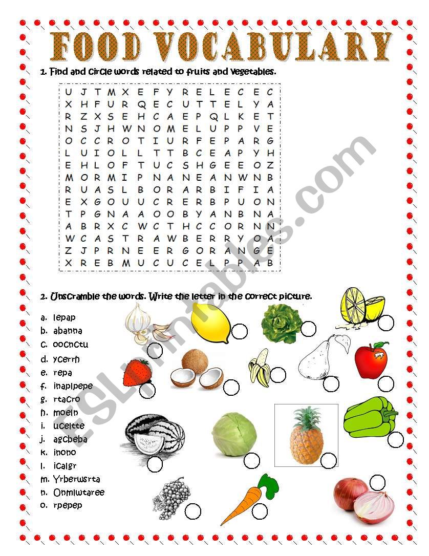 FOOD VOCABULARY  worksheet