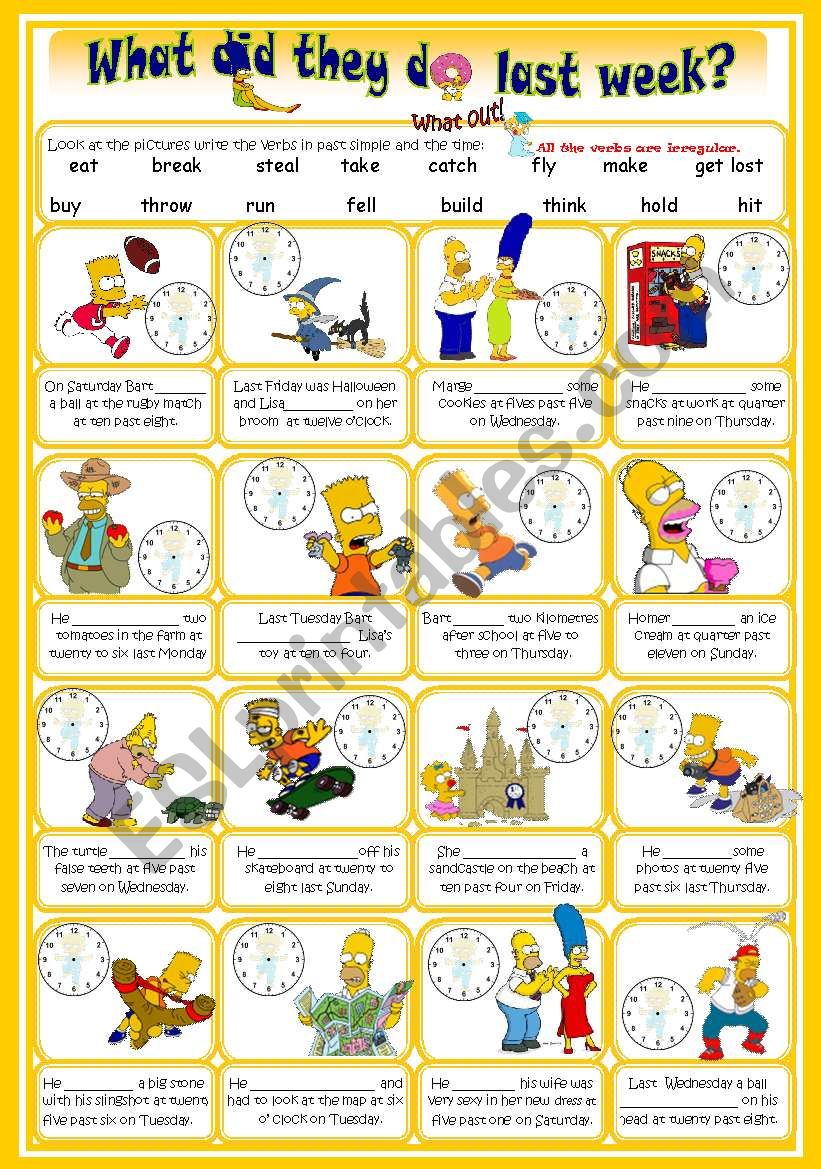 Past simple with the Simpsons (irregular verbs)