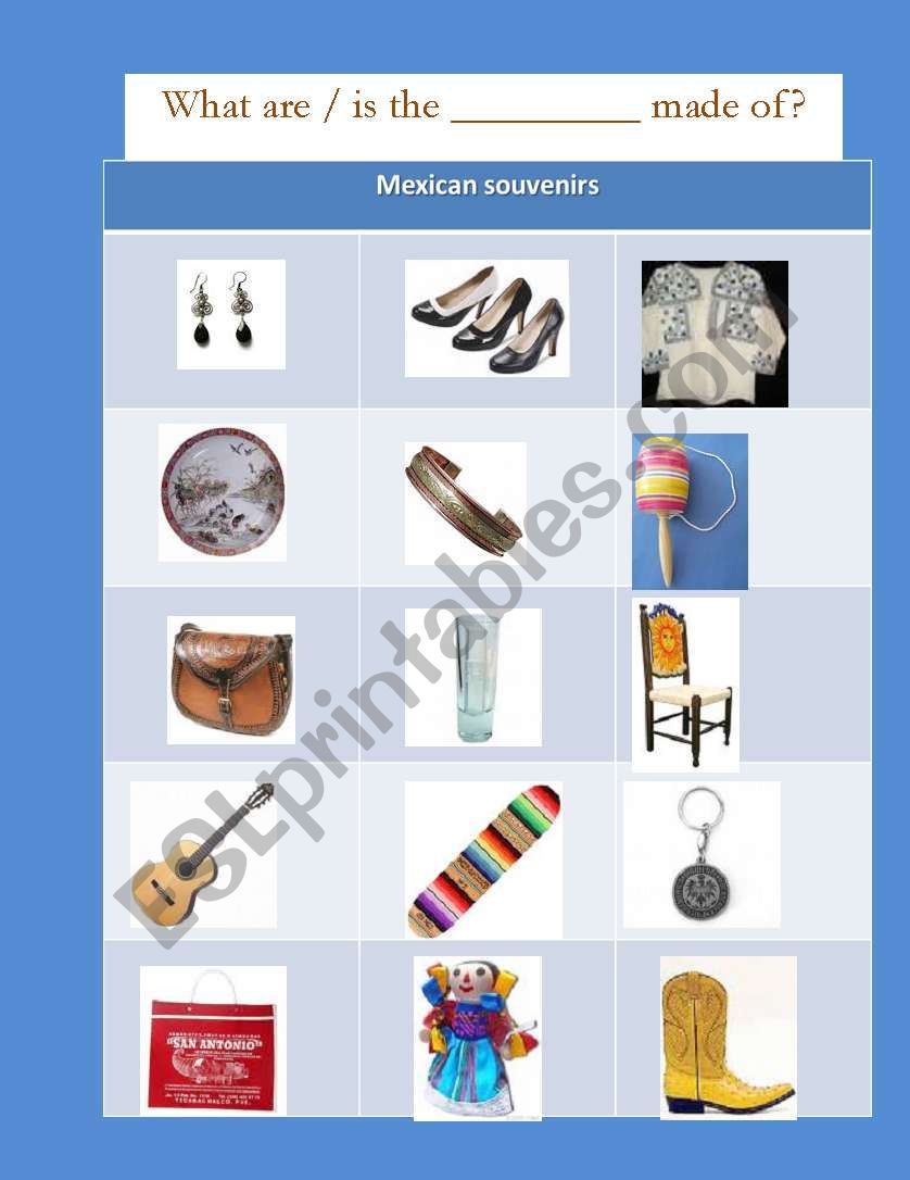Mexican handcrafts worksheet