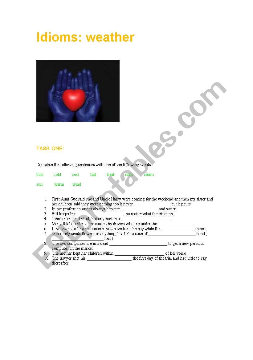 Idioms: weather worksheet