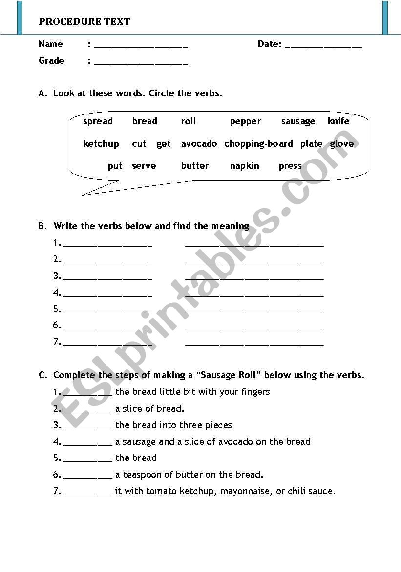 PROCEDURE TEXT HOW TO MAKE SAUSAGE ROLL