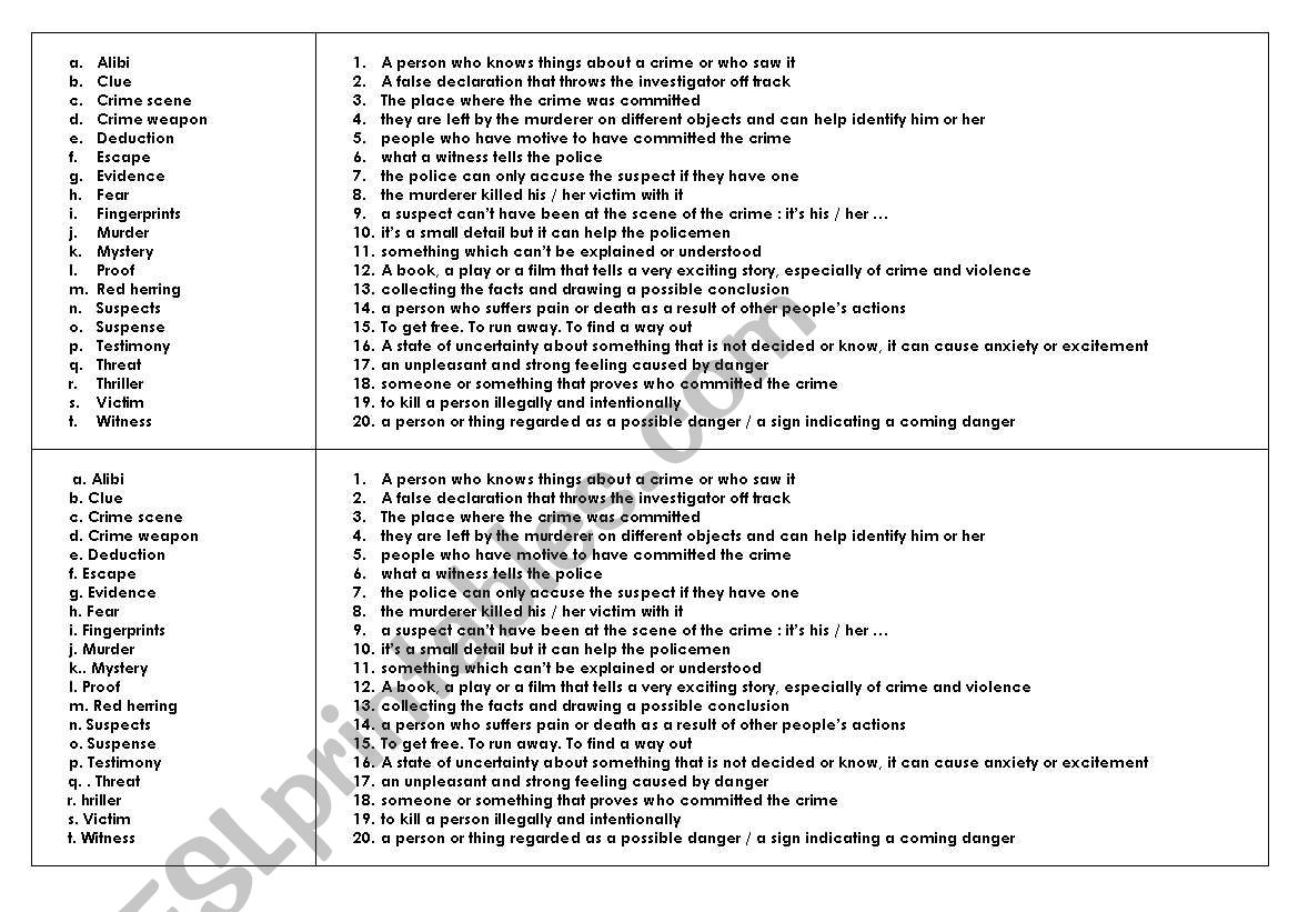 Crime Vocabulary II worksheet