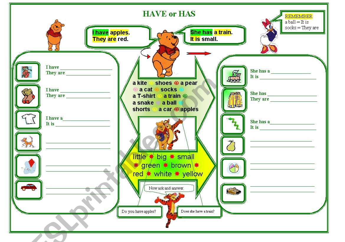 HAVE OR HAS worksheet