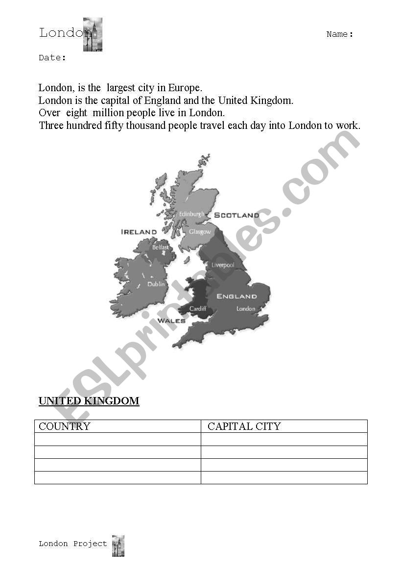 LONDON worksheet