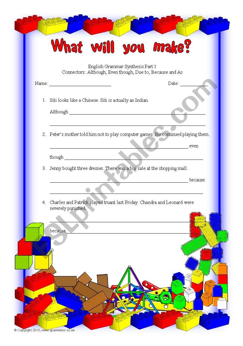 Synthesis - Connectors worksheet