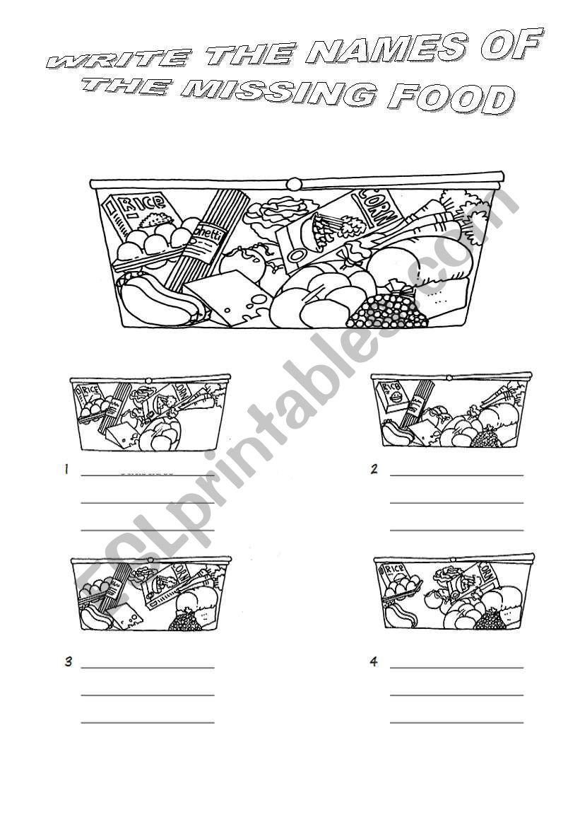 food vocabulary worksheet