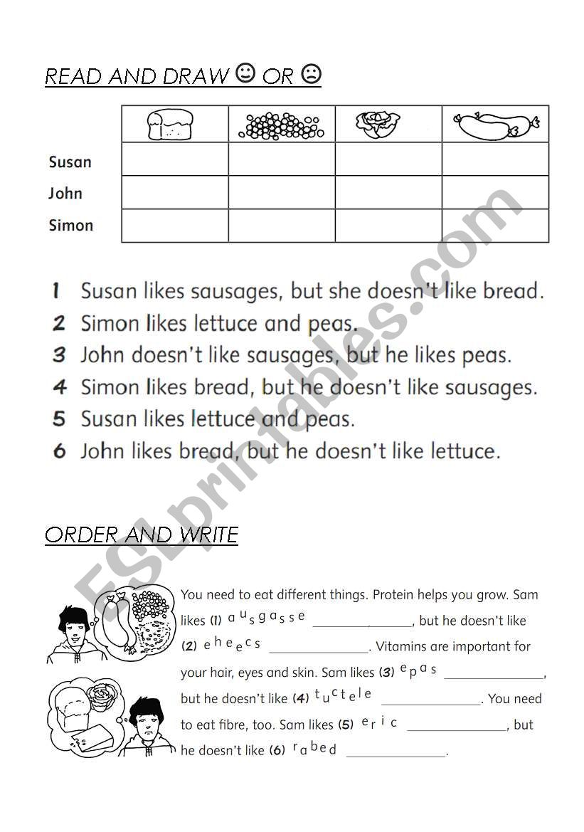 food worksheet