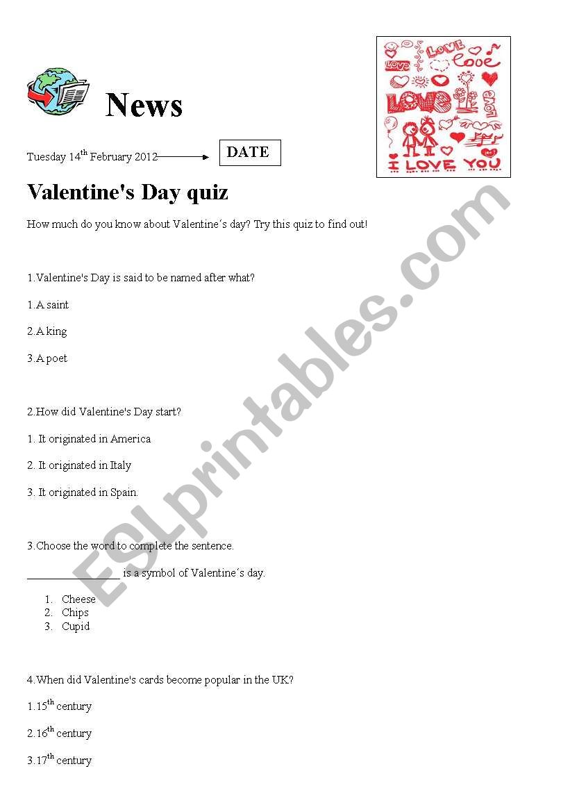 valentines quiz with solutions