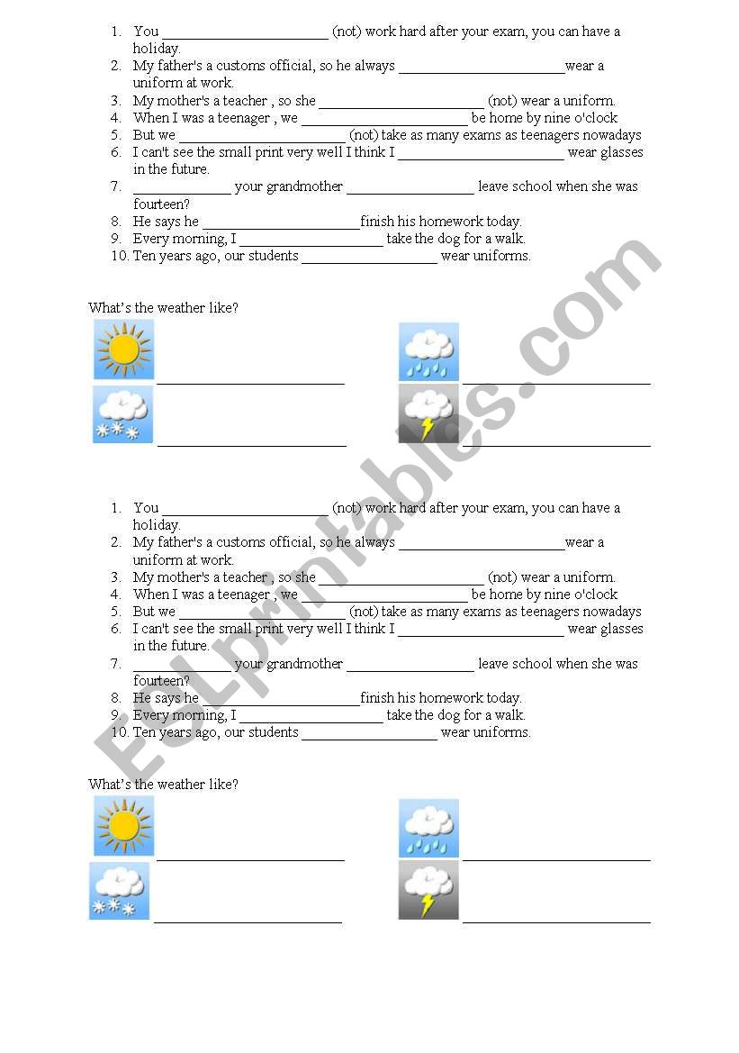have to / weather worksheet