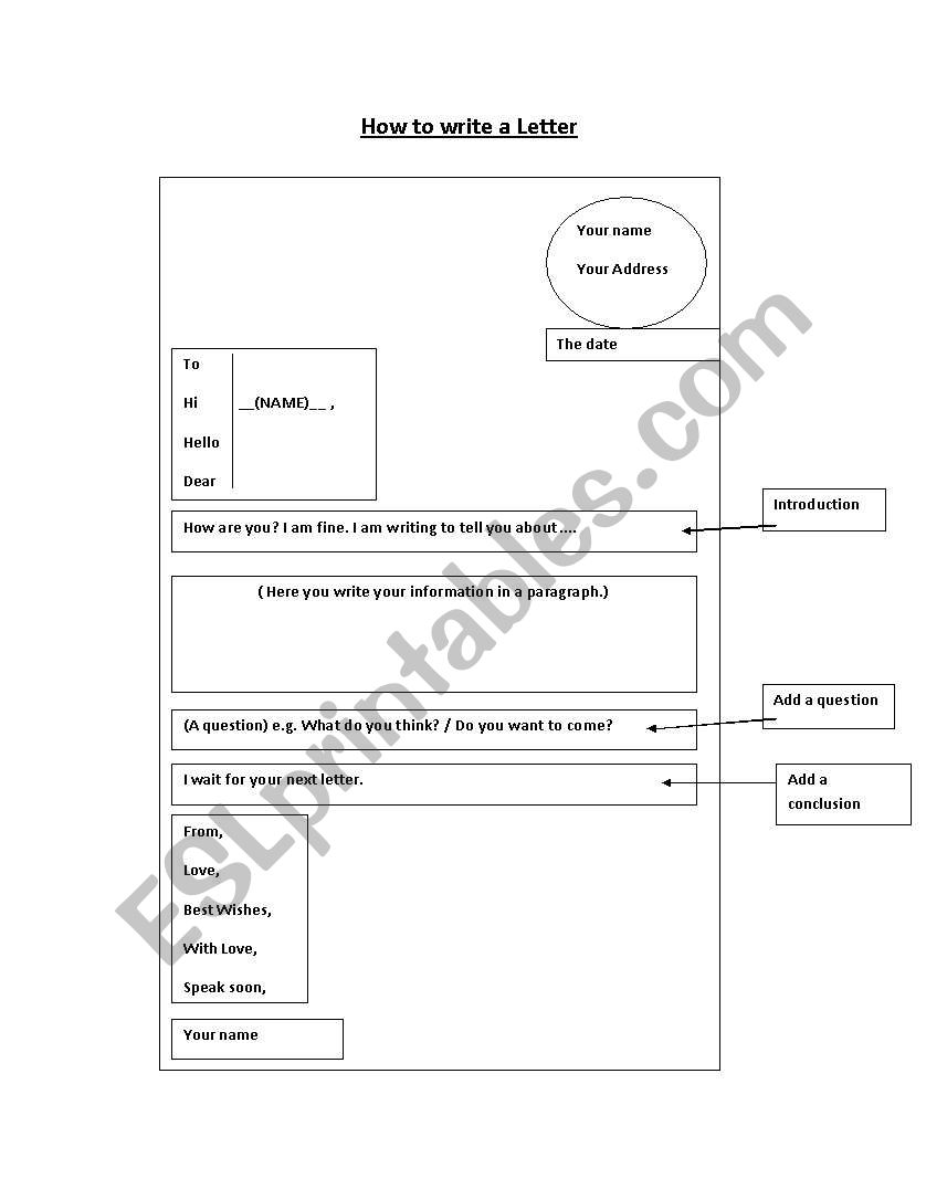 Letter Writing - Informal worksheet