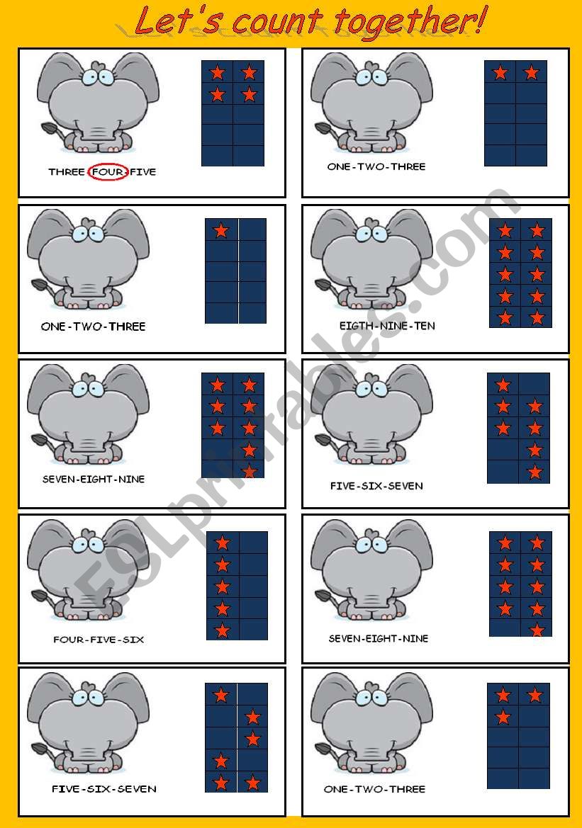 LetÂ´s count together! 1-10 worksheet