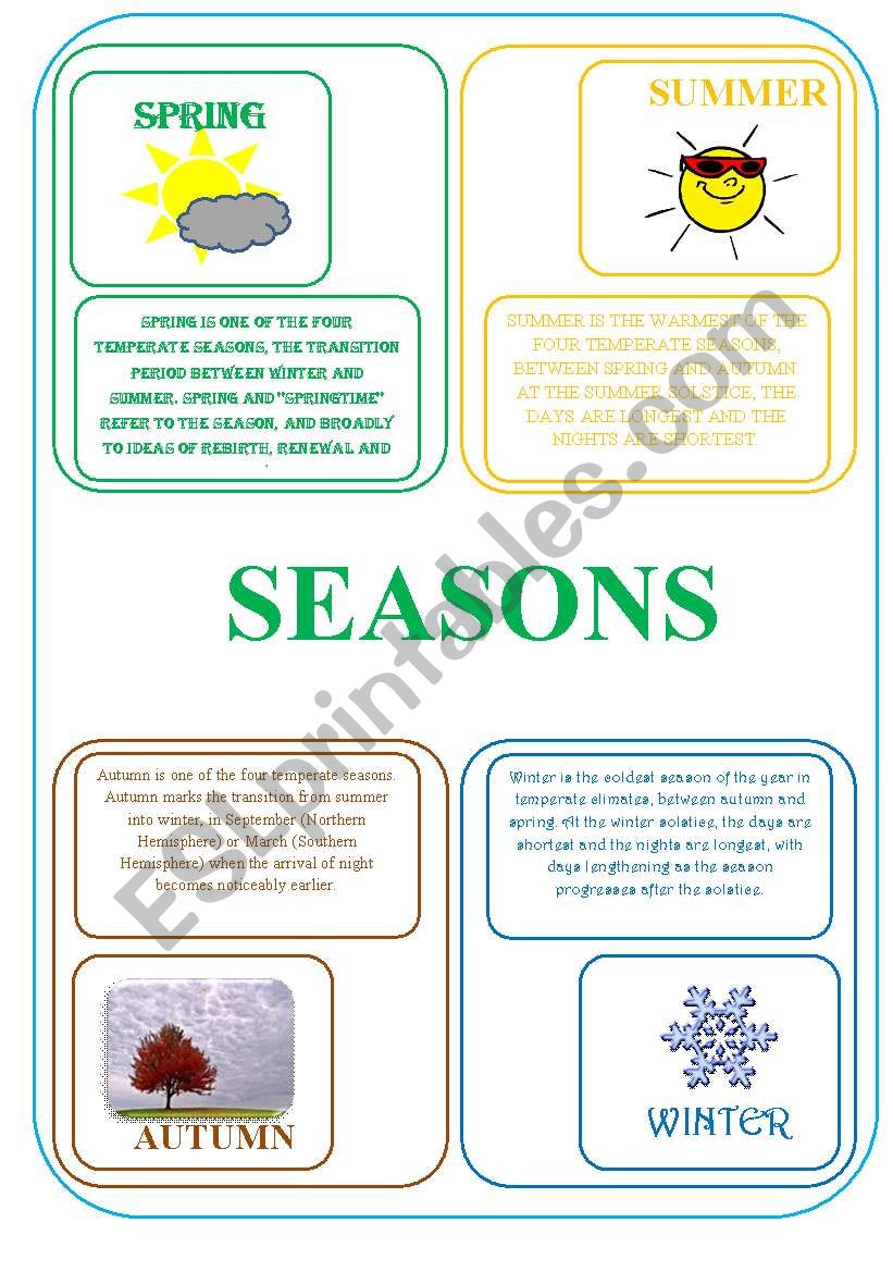 Seasons worksheet