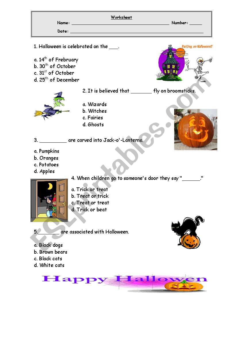 Halloween quiz worksheet